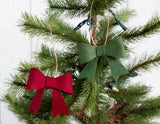 Burgundy & Forest Green Felt Bow Christmas Ornaments