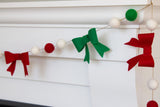 Red, Kelly Green, White Felt Bow Garland