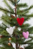 Valentine's Day Folk Heart Ornaments- Red, Pink, Off White