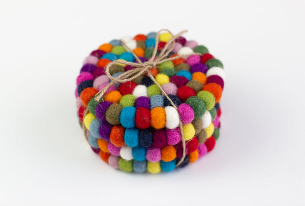 Round Multicolor Felt Coasters- Set of 4 or 6