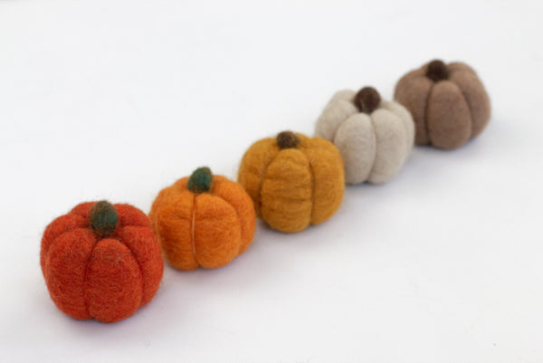 Wool Felt Pumpkins - Oranges & Tans