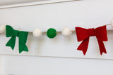 Red, Kelly Green, White Felt Bow Garland