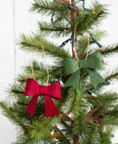 Burgundy & Forest Green Felt Bow Christmas Ornaments