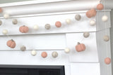 Pink Felt Pumpkin Garland- Pale Blush, Gray & White- Fall Autumn Halloween Thanksgiving Decor