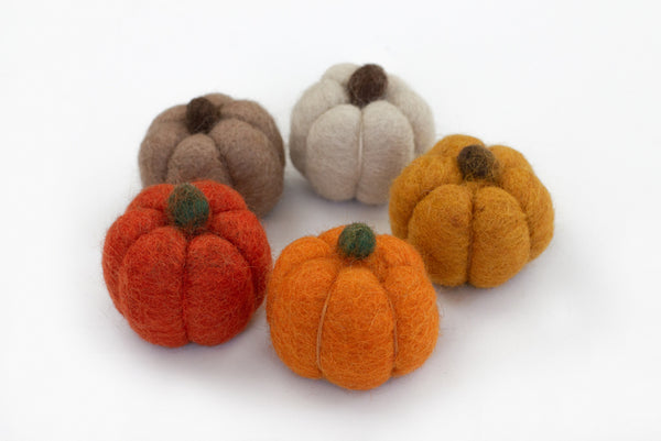 Wool Felt Pumpkins - Oranges & Tans
