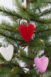 Valentine's Day Folk Heart Ornaments- Red, Pink, Off White