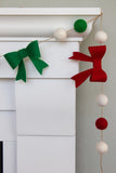 Red, Kelly Green, White Felt Bow Garland