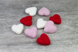 Valentine's Day Felt Hearts- Red, Pink, White