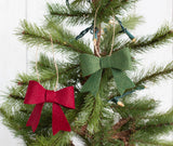Burgundy & Forest Green Felt Bow Christmas Ornaments