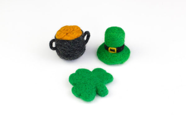 Felt St. Patrick's Day Shapes- Pot of Gold, Leprechaun, Shamrock- SET OF 3