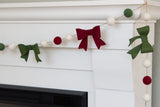 Burgundy, Forest Green Felt Bow Garland