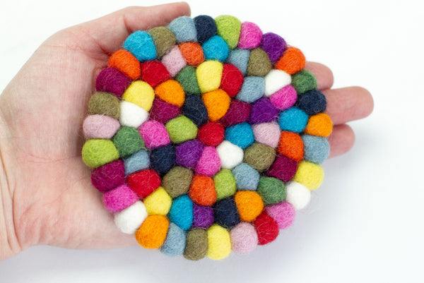 Round Multicolor Felt Coasters- Set of 4 or 6