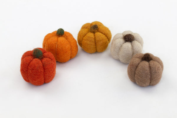 Wool Felt Pumpkins - Oranges & Tans