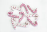 Candy Cane Felted Shapes- PINK- Christmas Winter Peppermint Candy- 100% Wool Felt