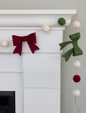 Burgundy, Forest Green Felt Bow Garland