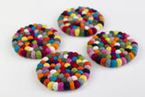Round Multicolor Felt Coasters- Set of 4 or 6