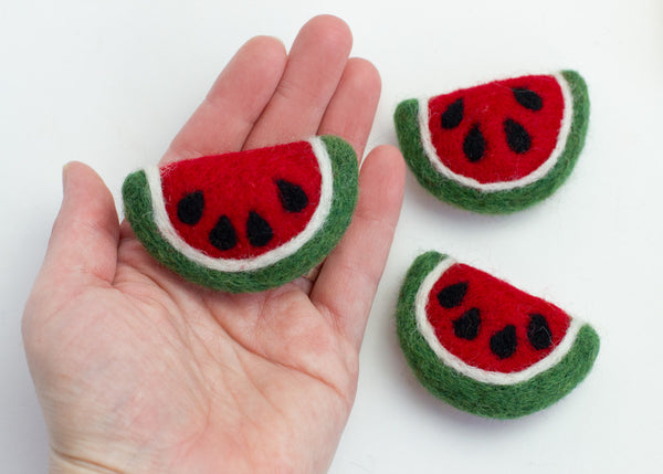 Watermelon Felt Shapes- Red & Green Fruit Slices