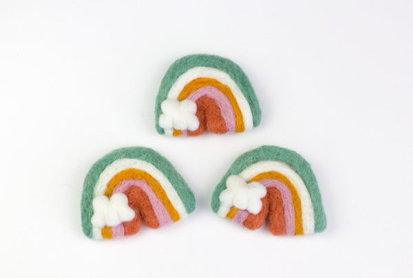Rainbow & Cloud Felt Shapes- Teal, Gold