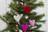 Valentine's Day Folk Heart Ornaments- Red, Pinks, Off White
