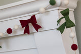 Burgundy, Forest Green Felt Bow Garland