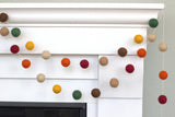 Felt Ball Garland- Burgundy, Forest Green, Orange, Brown