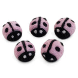 Ladybug Felt Shapes- Pink & Black- 100% Wool Felt- 1.25" x 1"