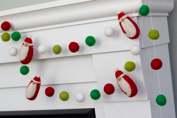 Santa Claus Christmas Garland- Red Green White