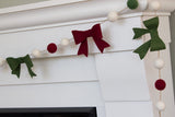Burgundy, Forest Green Felt Bow Garland
