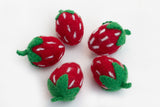 Felt Strawberries- Red & Green Strawberry Fruit Slices