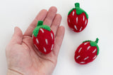 Felt Strawberries- Red & Green Strawberry Fruit Slices