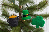 St. Patrick's Day Ornaments- SET OF 3- Shamrock, Pot of Gold, Leprechaun Hat