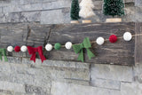 Burgundy, Forest Green Felt Bow Garland