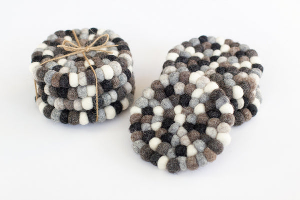 Round Neutral Felt Coasters- Set of 4 or 6