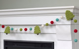 Christmas Tree Felt Ball Garland- Turquoise, Red, Green, White- 100% Wool Felt