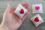 Valentine's Day Felt Envelope Card- Red Heart & Stitching