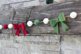 Burgundy, Forest Green Felt Bow Garland