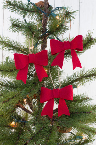 Red Felt Bow Christmas Ornament