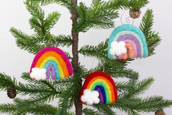 Rainbow Ornaments- SET of 1 or 3- Bright ROYGBIV