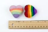 Wool Felt Striped Hearts - Pastel Rainbow