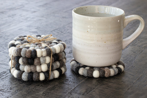 Round Neutral Felt Coasters- Set of 4 or 6