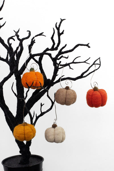 Wool Felt Pumpkin Ornaments - Oranges & Tans