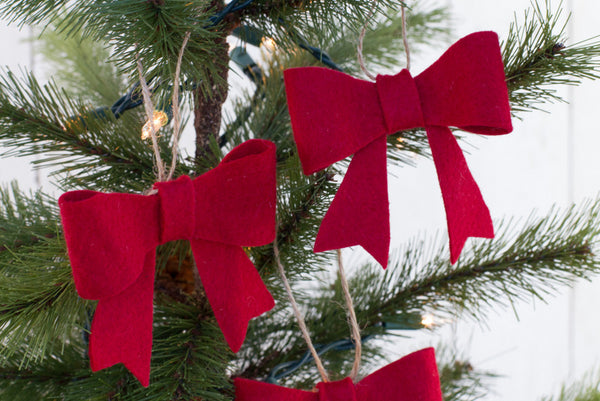 Red Felt Bow Christmas Ornament
