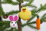 Easter Ornaments- Bunny, Chick, Carrot- SET OF 3