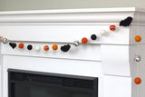 Felt Bat Halloween Garland- Orange & Black, Swirls & Dots