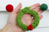 Christmas Wreath Felt Garland- Red, Shades of Green, White