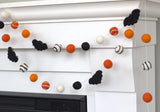 Bat Halloween Garland- Orange & Black, Swirls & Dots