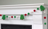Christmas Tree Felt Ball Garland- Red, Kelly Green, White- 100% Wool Felt