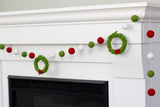 Christmas Wreath Felt Garland- Red Green White