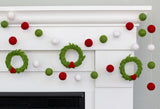 Christmas Wreath Felt Garland- Red Green White