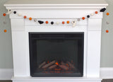 Ghost & Bat Halloween Garland- Orange Black Dots & Swirls- 100% Wool Felt- Fall Autumn Halloween Thanksgiving Decor